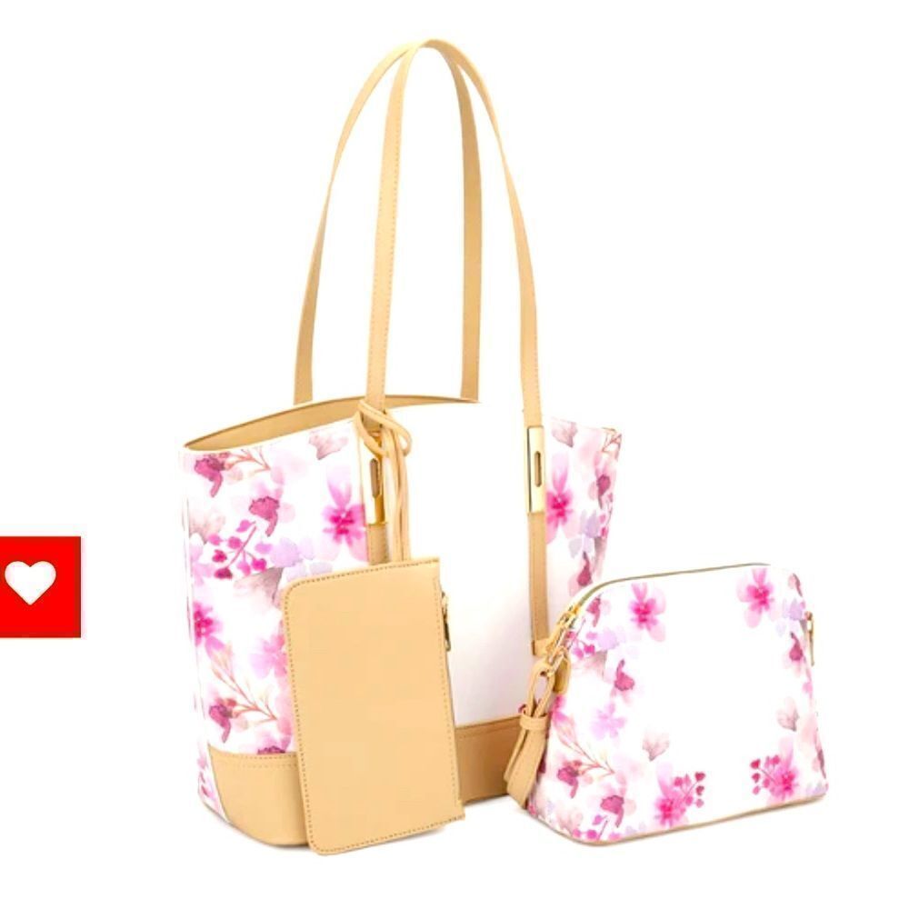 PINK VANILLA 3-in-1 floral print tote set, NWOT